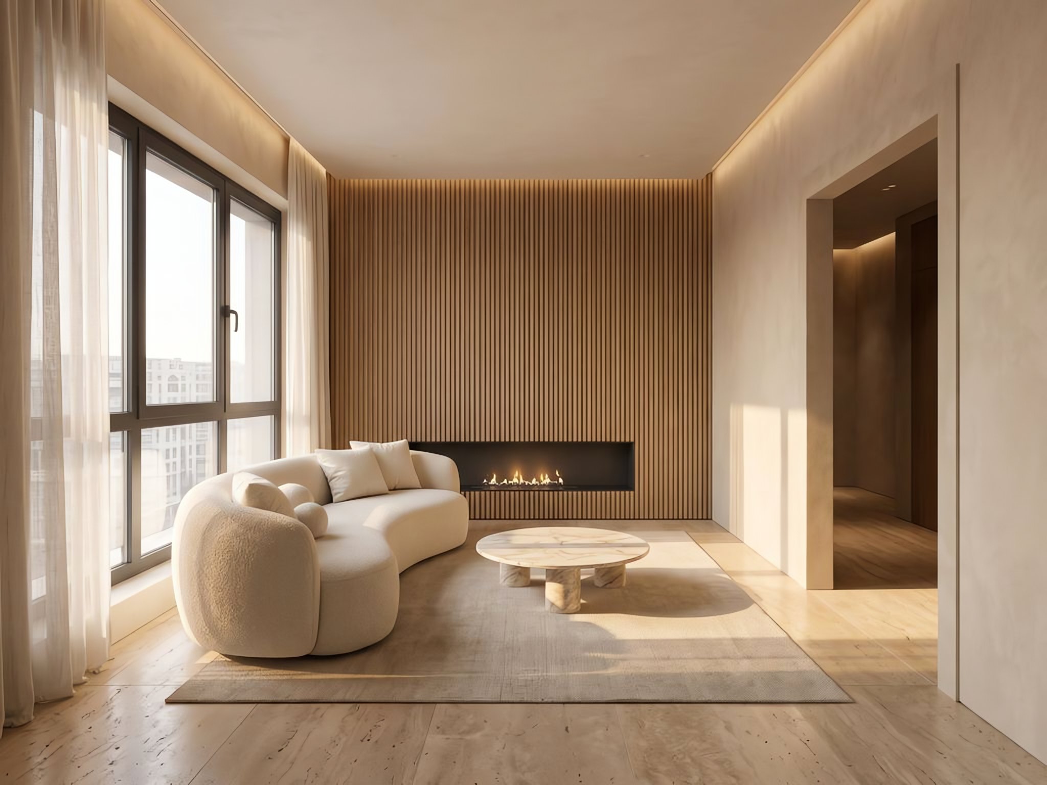 After: SpaceRendr render of the same space, same walls, windows and camera